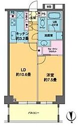 カスタリア高輪 2階1LDKの間取り