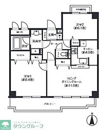 ガーデンコート下馬 2階2LDKの間取り