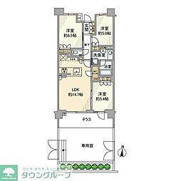 リストレジデンス桜新町 2階3LDKの間取り