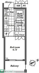 オーパスレジデンス恵比寿 2階ワンルームの間取り