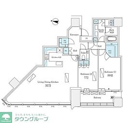 パークコート渋谷ザタワー 38階2LDKの間取り