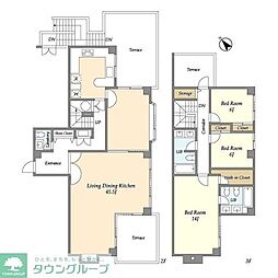 松濤リージェンシー 203 2階3LDKの間取り