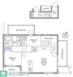 イプセ白金 4階2LDKの間取り