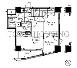 JR山手線 目黒駅 徒歩7分の賃貸マンション 6階2LDKの間取り