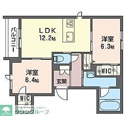 クロスサイド西麻布 4階2LDKの間取り