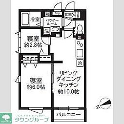 エルファーロ池尻 1階2LDKの間取り