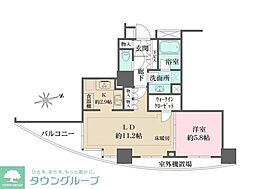 ドレッセ目黒インプレスタワー 4階1LDKの間取り