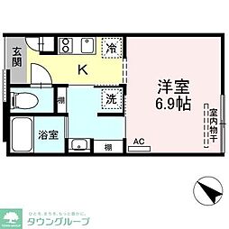 グランテージ西小山 1階ワンルームの間取り