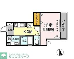 セレスティン三軒茶屋 3階1Kの間取り