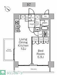 プラウドフラット三軒茶屋II 3階1LDKの間取り