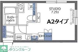 アヴァンタージュ恵比寿 4階ワンルームの間取り