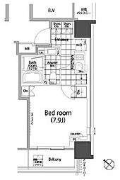 パークハビオ赤坂タワー 9階1Kの間取り