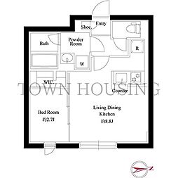 グローリオシェルト神宮前 3階1LDKの間取り