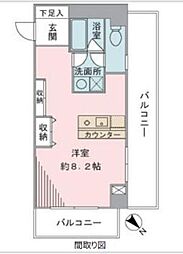 クリーンホームツルオカ 8階ワンルームの間取り