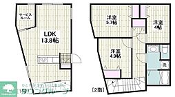 東急目黒線 西小山駅 徒歩4分の賃貸マンション 1階3LDKの間取り