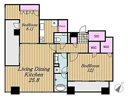 ＭＦＰＲ目黒タワー 24階2LDKの間取り