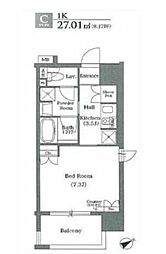フレアージュ恵比寿 8階1Kの間取り