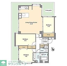 高輪ハイツ 1階3LDKの間取り