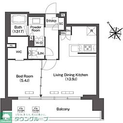 コンフォリア芝浦ＭＯＫＵ 3階1LDKの間取り