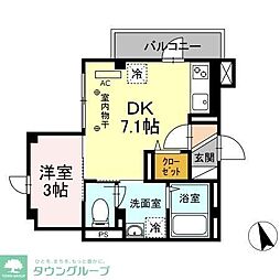 ルシエル恵比寿南 3階1DKの間取り