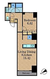 Haluwa芝公園 1LDKの間取図画像