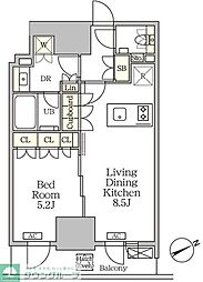 ザ・パークハビオ大森山王 1LDKの間取図画像