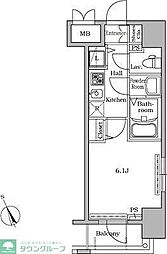 レジディア広尾2 1Kの間取図画像