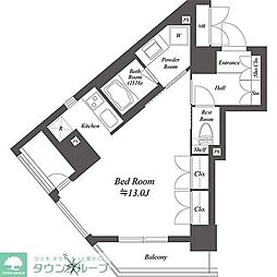レジデンシャル目黒 ワンルームの間取図画像