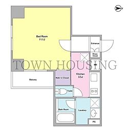 カサデフローラ 1Kの間取図画像