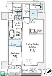 ベルファース八丁堀West 1LDKの間取図画像