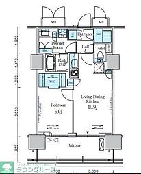 HARUMIFLAGPORTVILLAGEC棟 1LDKの間取図画像