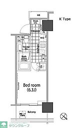 パークハビオ赤坂タワー 1Kの間取図画像