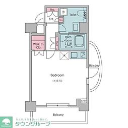 レジディア麻布十番2 ワンルームの間取図画像
