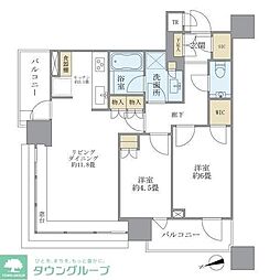 ブリリアタワーズ目黒サウスレジデンス 2LDKの間取図画像