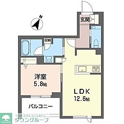 ケーズコート下目黒 1LDKの間取図画像