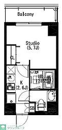 エスティメゾン戸越 1Kの間取図画像