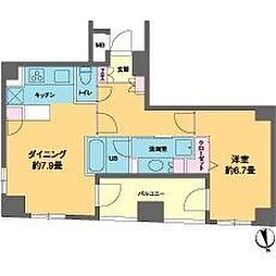 カスタリア新富町3 1DKの間取図画像