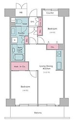 レジディア芝浦 2LDKの間取図画像