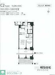 フレンシア蒲田 1LDKの間取図画像