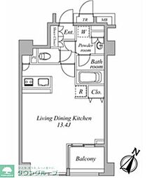 セントラルクリブ六本木3 ワンルームの間取図画像