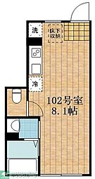 シータス平和島 ワンルームの間取図画像