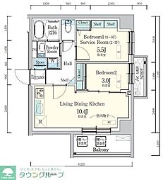 デュオフラッツ東品川 -OTO- 1LDKの間取図画像