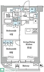 PARKAXIS赤坂山王 2LDKの間取図画像