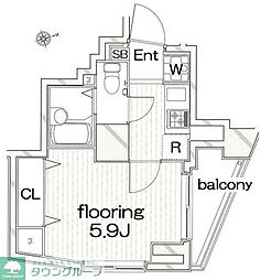 グランヴァン戸越銀座 1Kの間取図画像