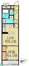 品川大井町スカイレジテル 1LDKの間取図画像