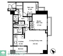 パークアクシス南麻布 2LDKの間取図画像