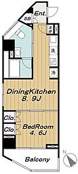 レジディア渋谷 1DKの間取図画像