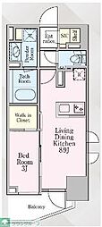 グランリビオ芝大門 1LDKの間取図画像