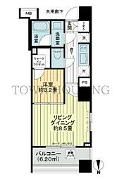 JR山手線 恵比寿駅 徒歩2分の賃貸マンション 6階1LDKの間取り