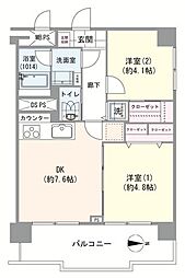 高井戸永谷マンション 2DKの間取図画像